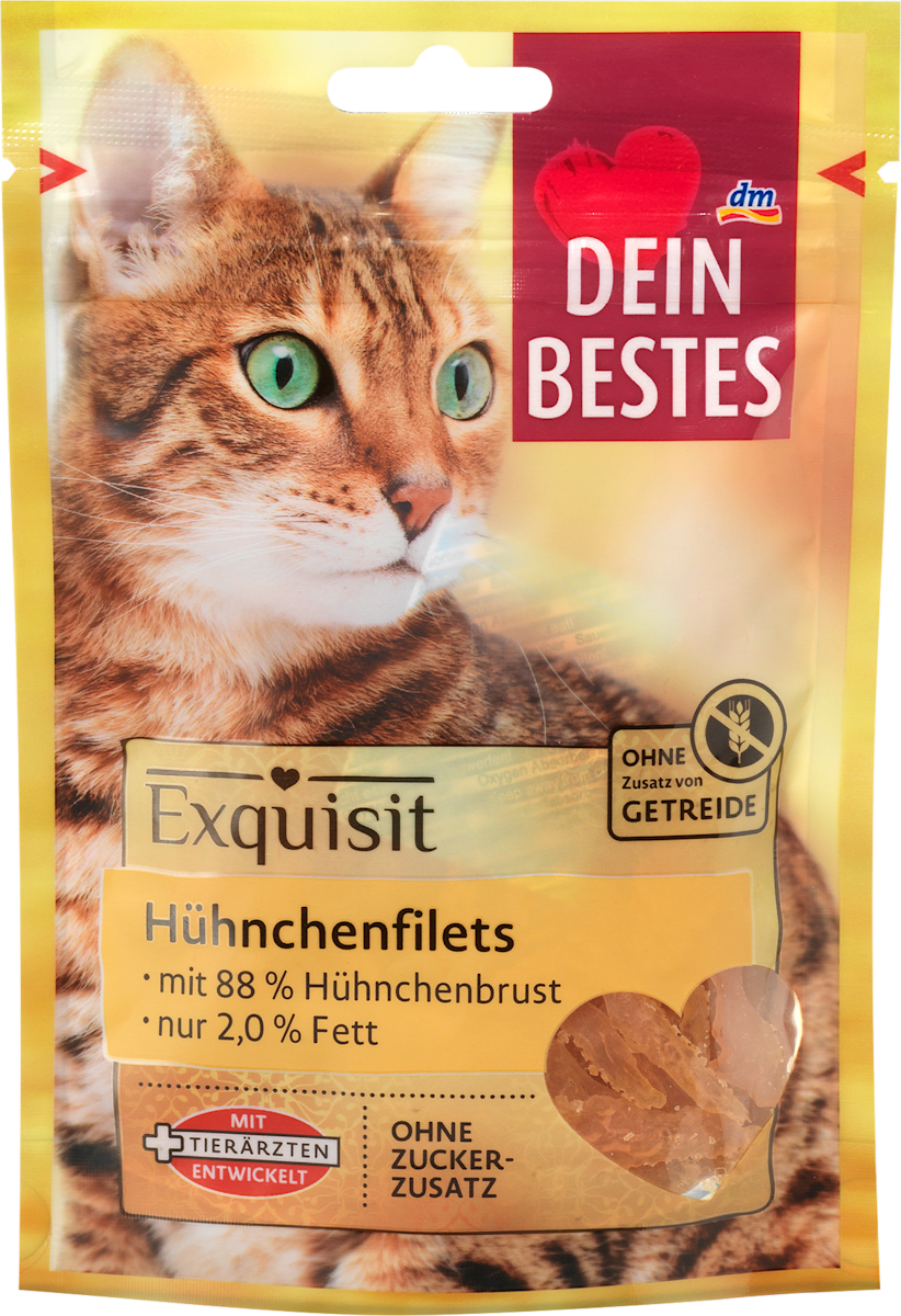 Katzenleckerli Hühnchenfilets, Exquisit, 50 g
