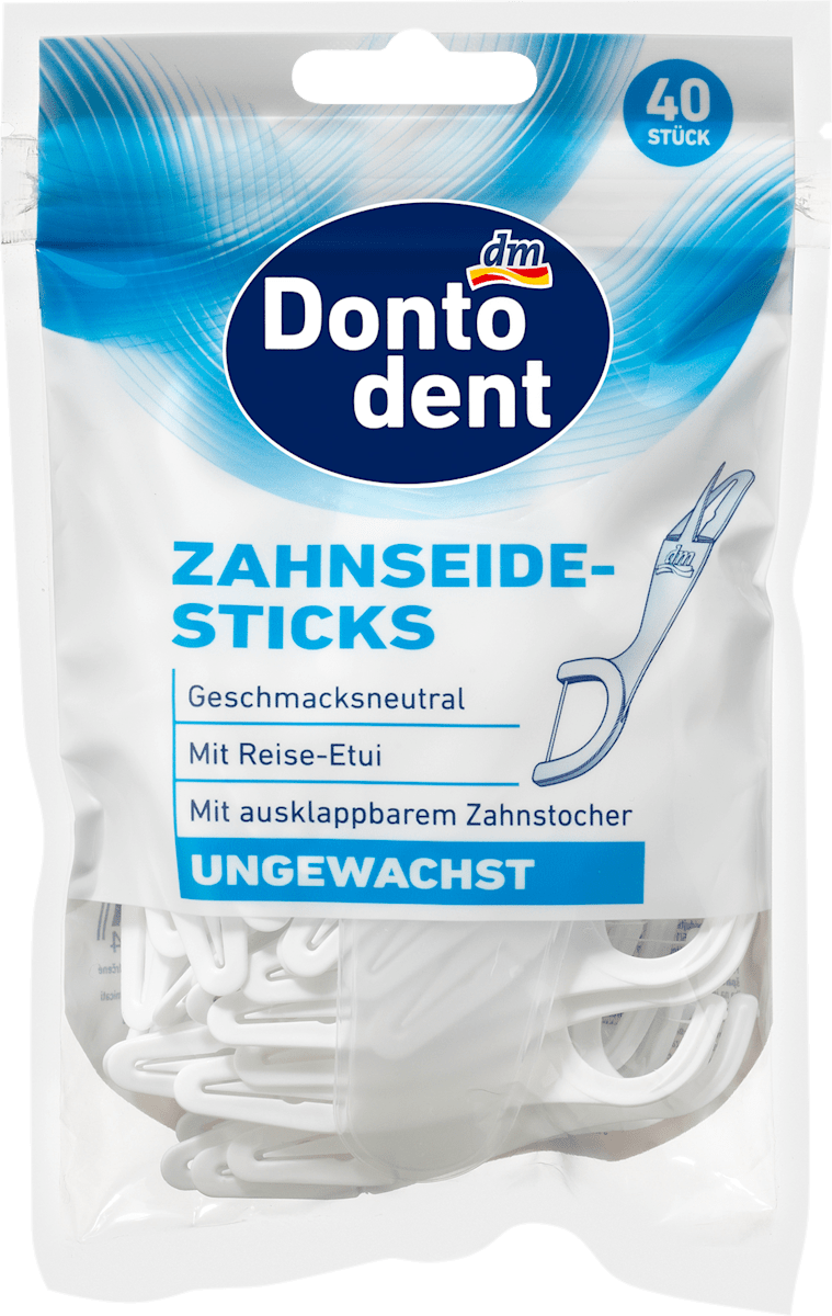 Dontodent Zahnseidesticks ungewachst mit Etui, 40 St, 40 St