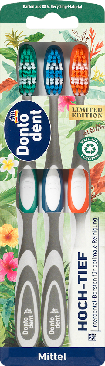 Zahnbürste Hoch-Tief mittel (Vorteilspack), 3 St