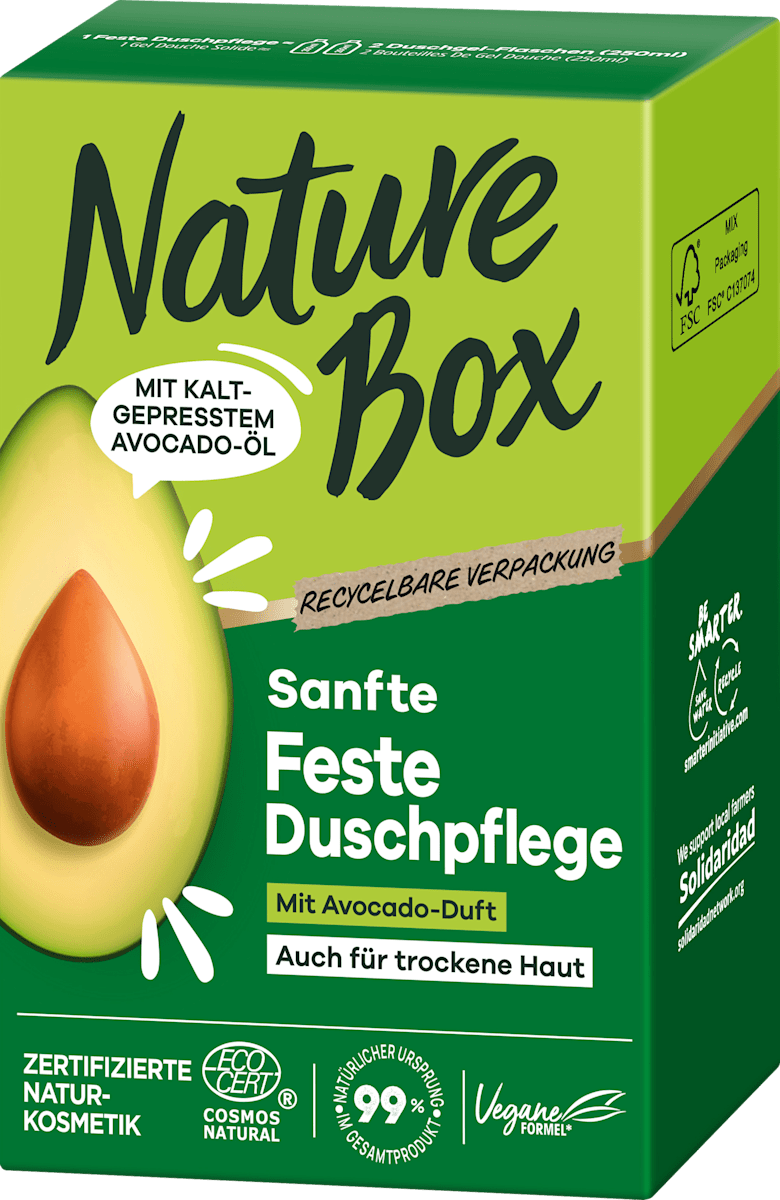 Nature Box Feste Duschpflege Mit Kokos-Duft – 2in1 Massage & Peeling, Vegan, Recycelbar