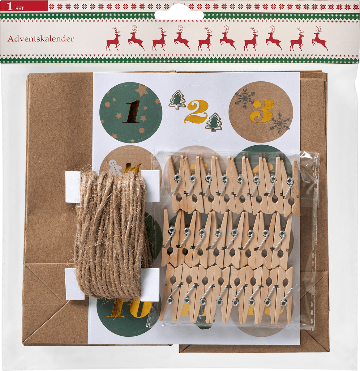 Dekorieren & Einrichten DIY Adventskalenderset, grün-natur, 1 St