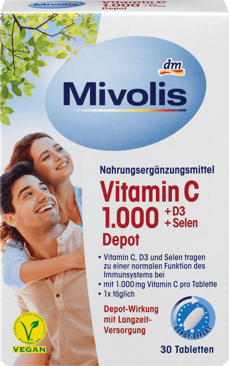 Vitamin C 1000 + D3 + Selen Depot 30 St, 42 g