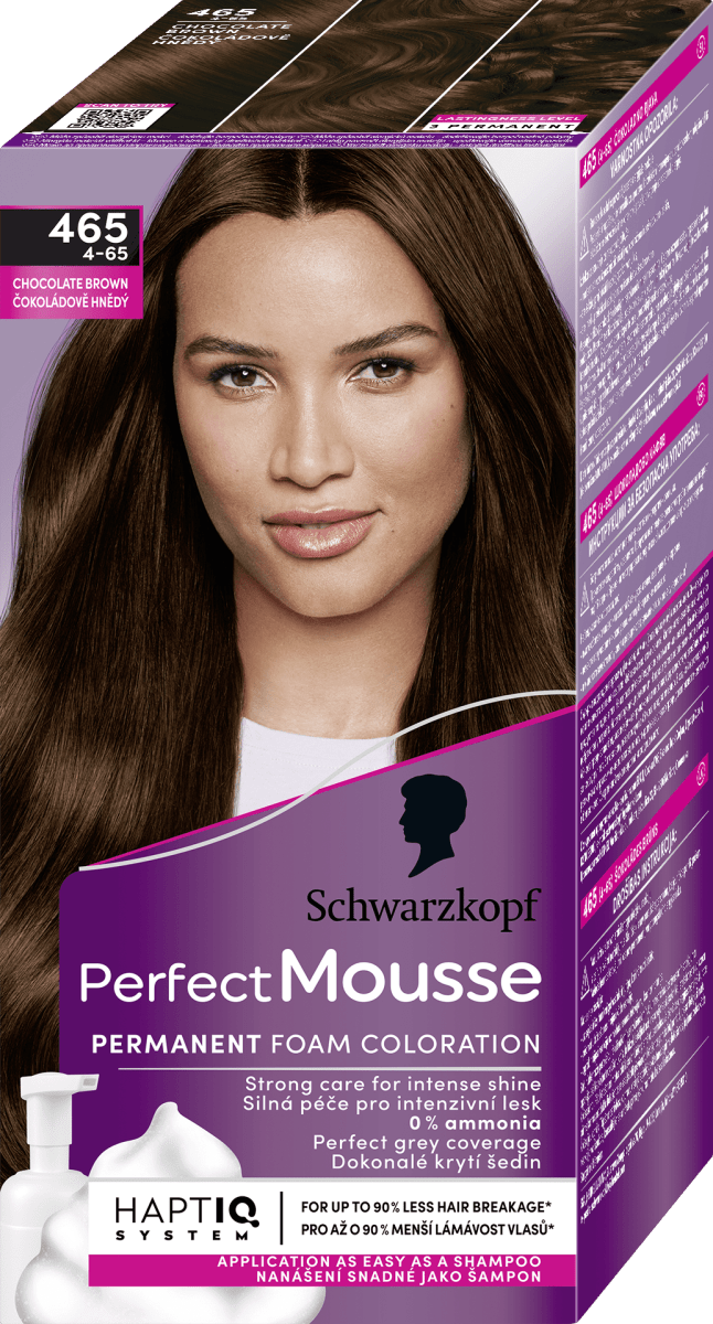 Schwarzkopf Perfect Mousse barva na vlasy Čokoládově hnědý 465, 92,5 ml ...