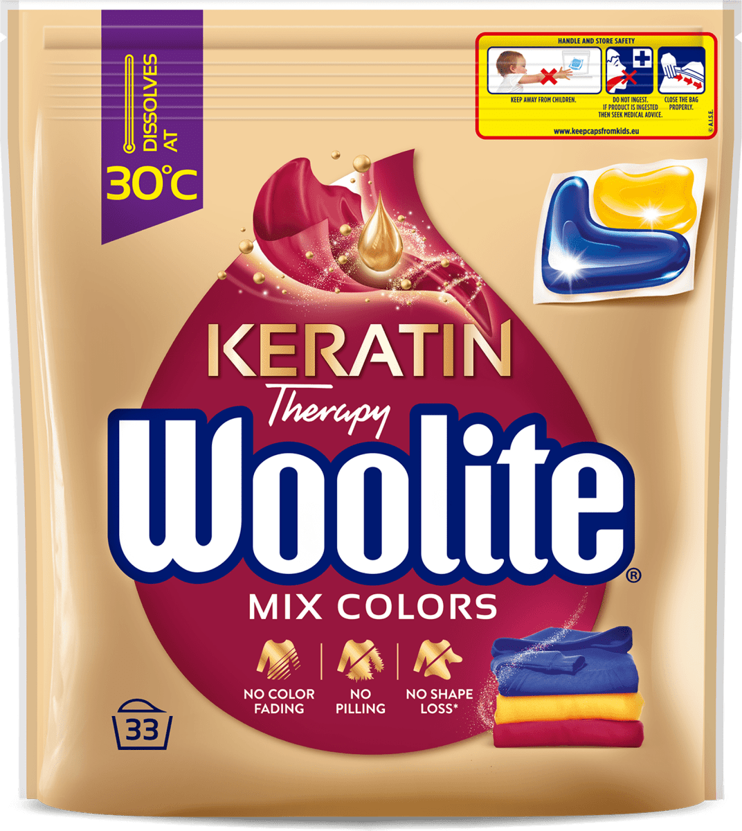 Woolite Żelowe kapsułki do prania z keratyną do kolorów, 33 szt. kupuj