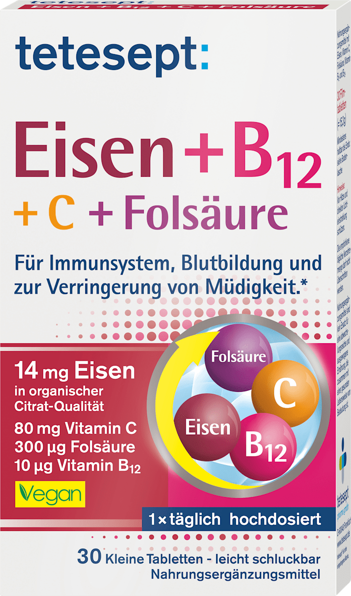 tetesept Eisen + B12 + C + Folsäure, 30 St dm Dauerpreis Immergünstig