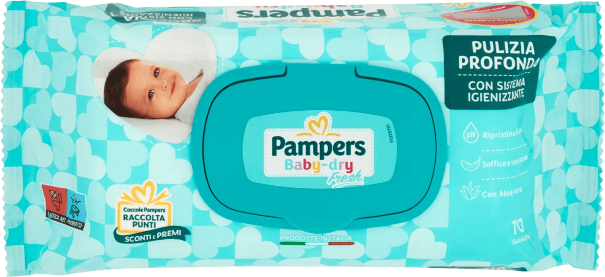 Salviette Umidificate Pampers Fresh Clean - Confezione Da 15 Pack (80 Salviette Ciascuno), Dermatologicamente Testate, Senza Alcol E Coloranti