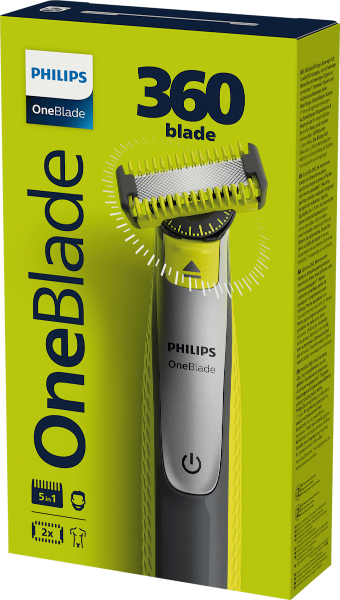 PHILIPS OneBlade Elektrischer Rasierer, OneBlade Face & Body 360 QP2834