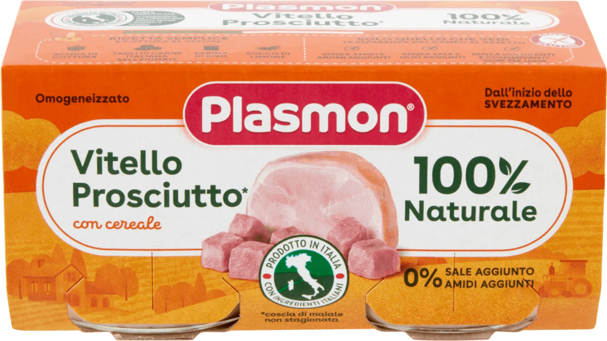 Plasmon Omogeneizzato di vitello e prosciutto, 160 g Acquisti online sempre  convenienti
