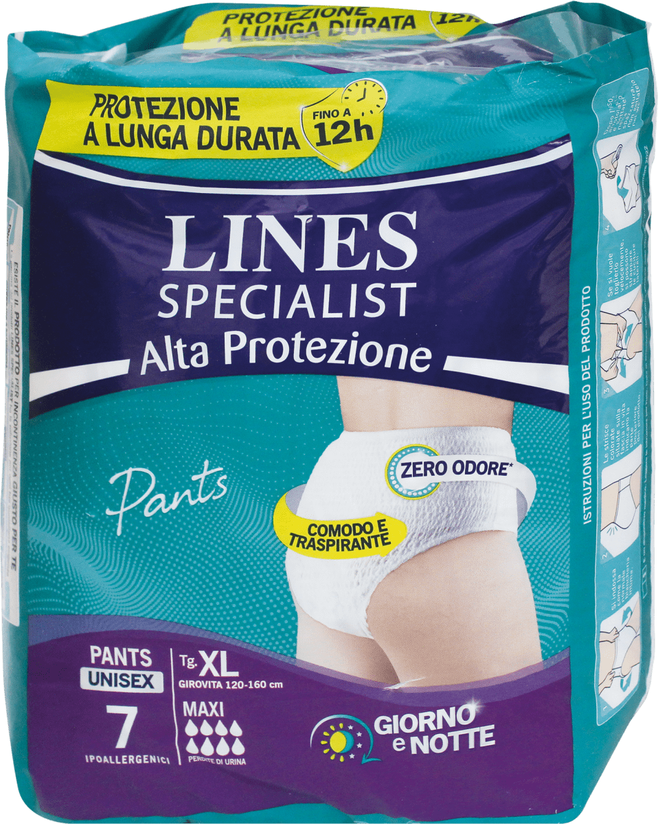 Lines Specialist Inkontinenz-Windeln Unisex, Größe M, 7 Stück – Extra Saugfähig