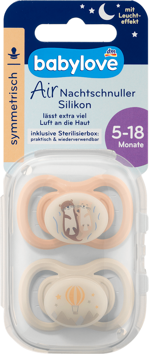 babylove Schnuller Air Nacht Silikon symmetrisch, braun/grau, Gr.2 