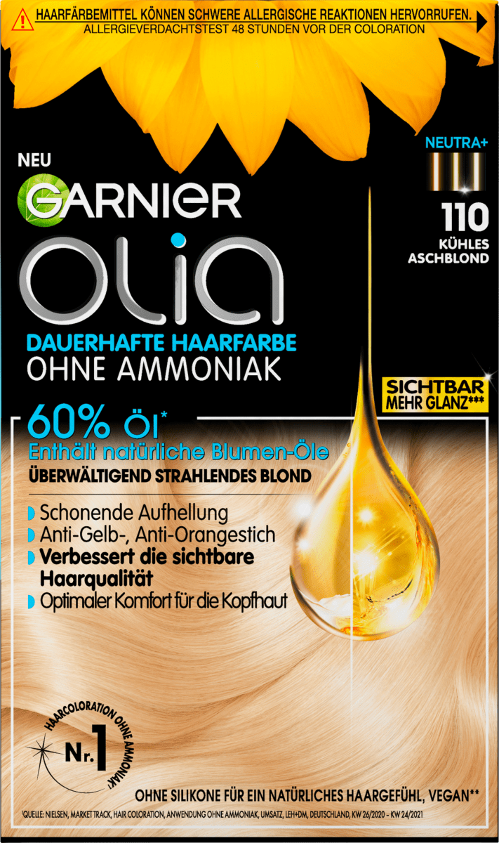 Garnier Olia Haarfarbe 110 Kühles Aschblond, 1 St dauerhaft günstig online  kaufen