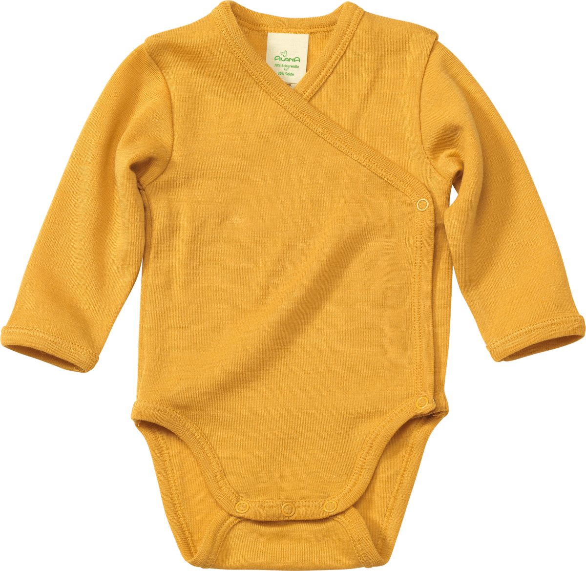 ALANA Wickelbody aus BioWolle und Seide, gelb, Gr. 74/80, 1 St dauerhaft günstig online kaufen