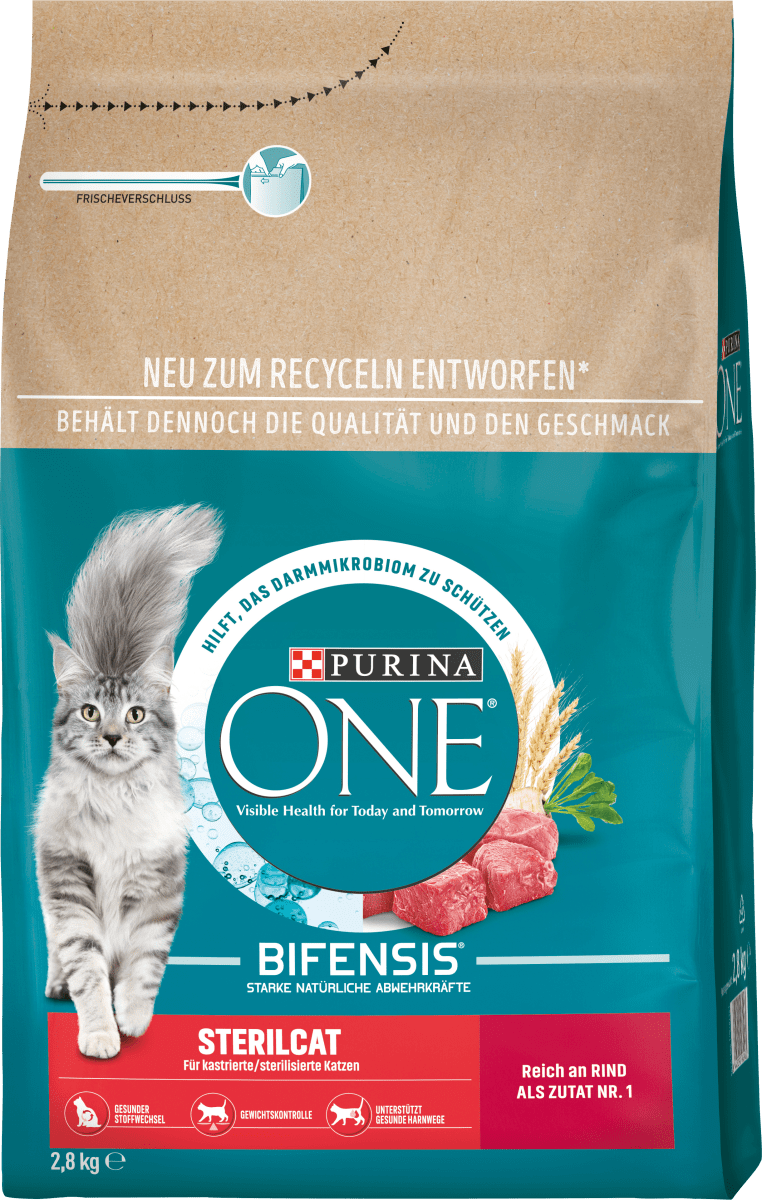 PURINA ONE Trockenfutter Katze mit Rind Weizen Sterilcat Adult