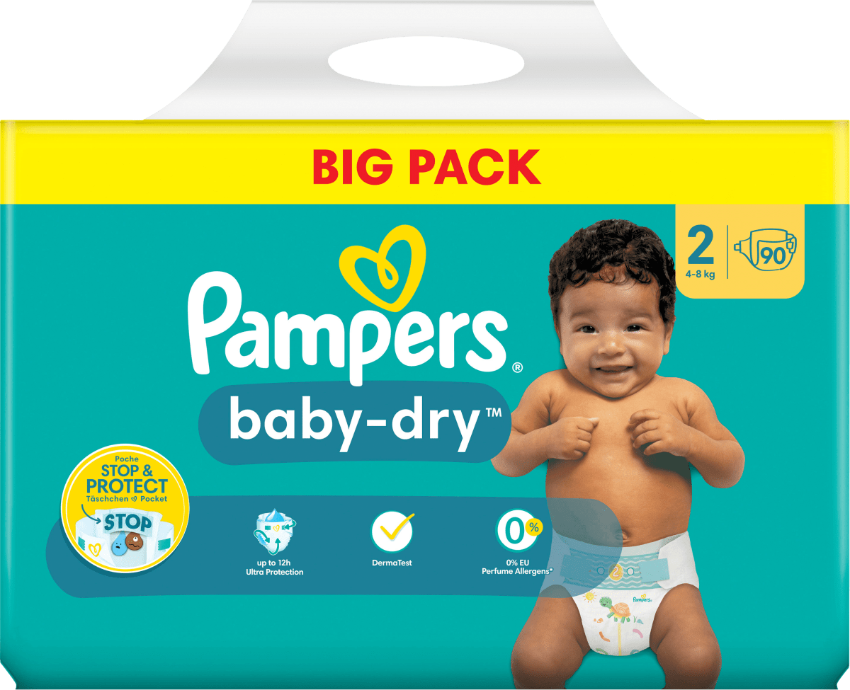 Pampers Windeln Baby Dry Gr. 2 Mini 4 8 kg Big Pack 90 St