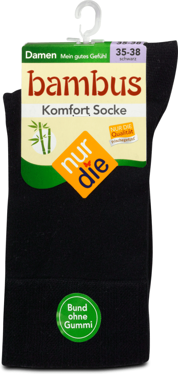 nur die Bambus Komfort Socken Damen schwarz, Gr. 3538 (1 Paar), 2 St