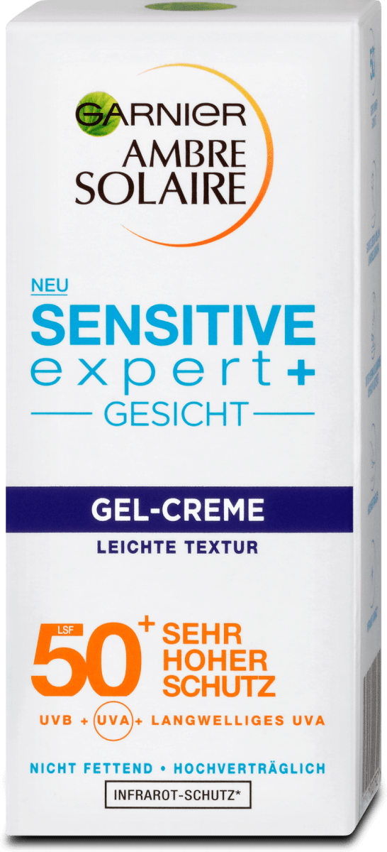expert+ Ambre Sensitive Gel-Creme Solaire Garnier Gesicht 50+, 50 ml LSF