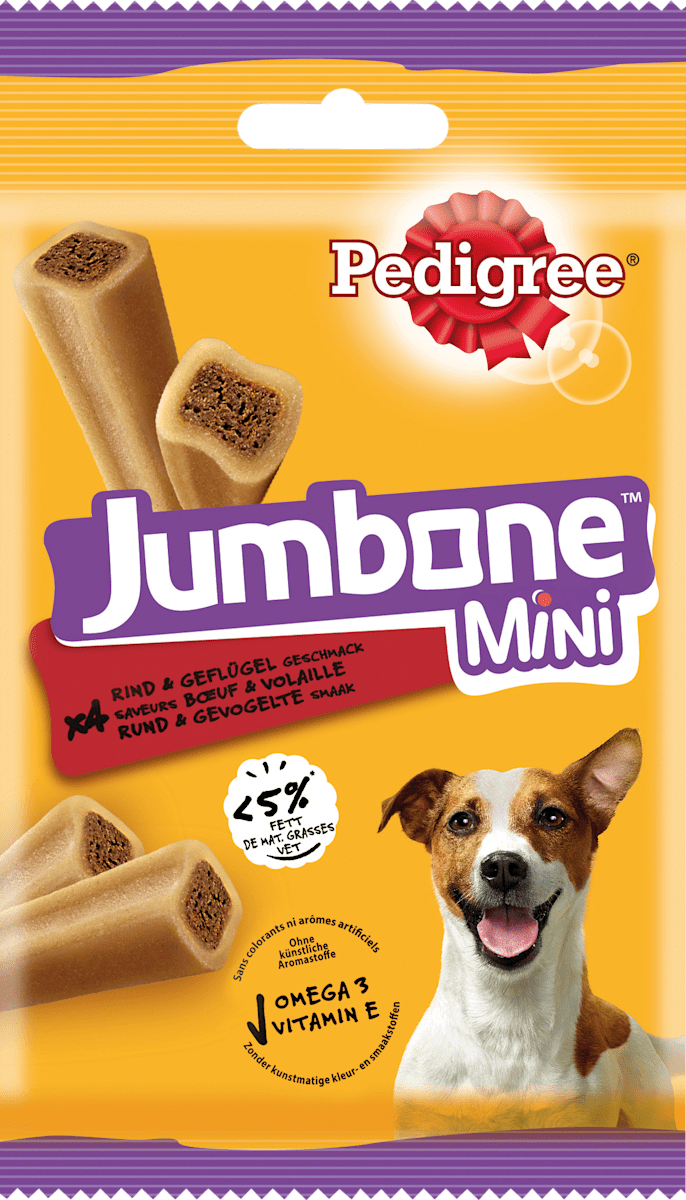Pedigree Jumbone Mini Kauknochen Rind Gefl gel 160 g dm.at