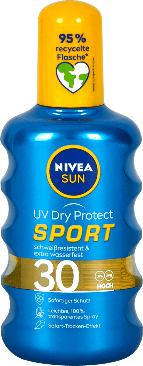 NIVEA SUN UV Dry Protect Sport Sonnenspray transparent LSF 30, 200 ml