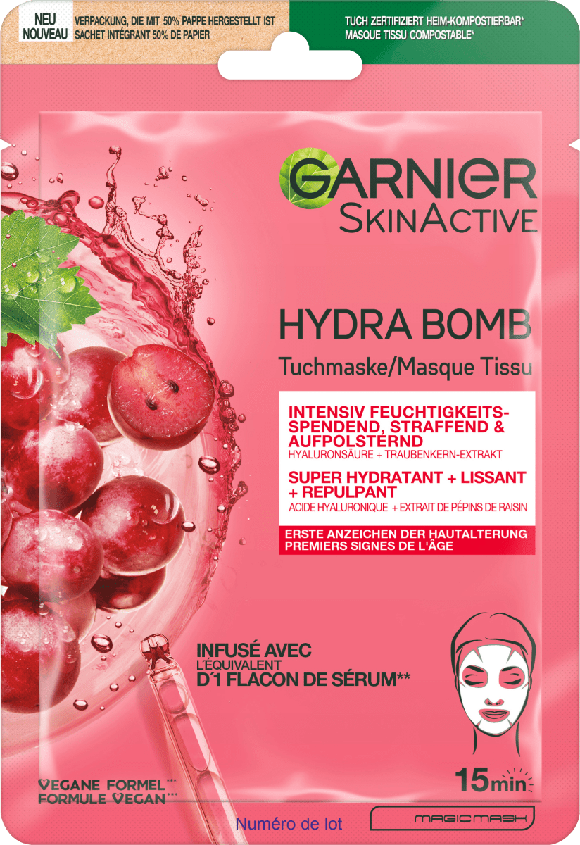 Garnier Skin Active Anti Aging Tuchmaske Hydra Bomb Traube, 28 g dauerhaft  günstig online kaufen