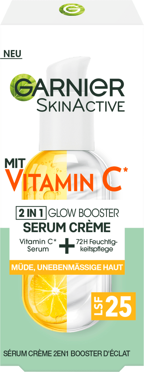 Skin ml 50 25, Booster Crème Vitamin Active 2in1 Garnier Serum LSF Glow C