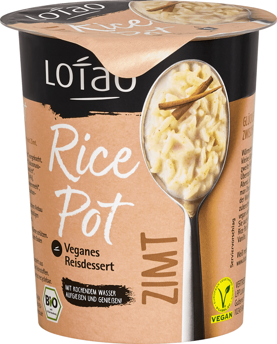 Lotao Zwischenmahlzeit Rice Pot Reisdessert mit Zimt Vegan, 55 g