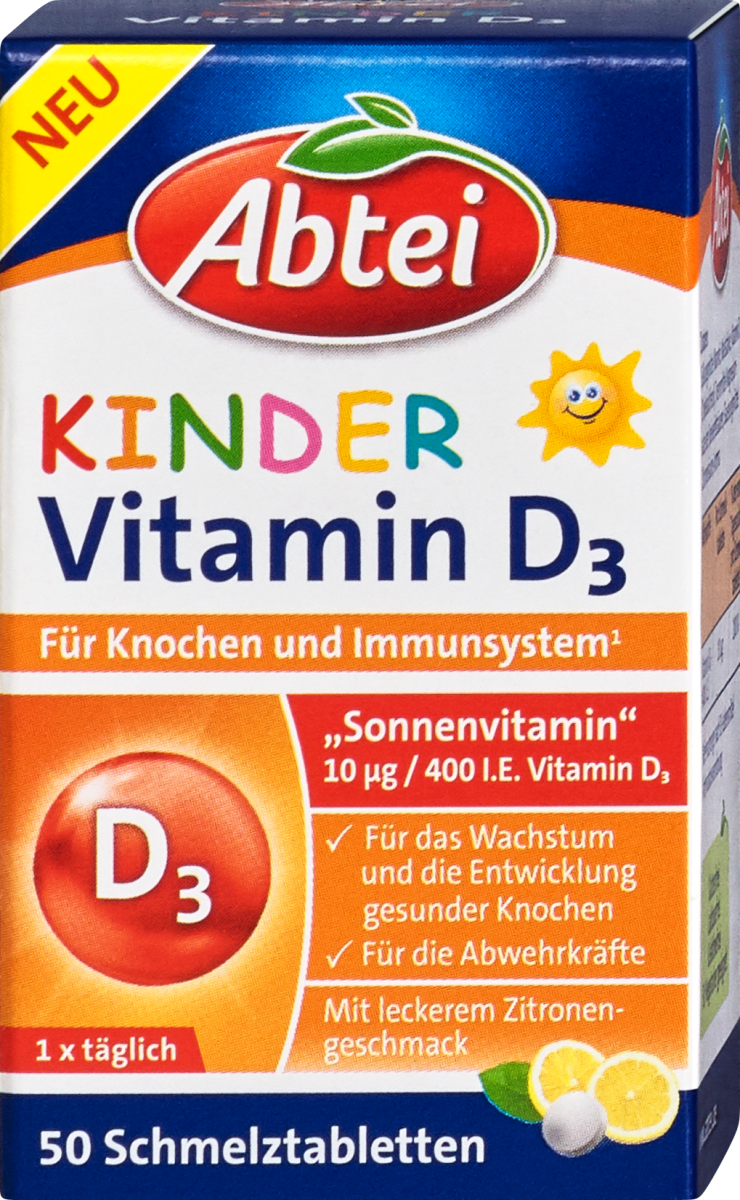 Abtei Kinder Vitamin D3 Schmelztabletten 50 Tablette dm Dauerpreis Immerg 252 nstig einkaufen dm at