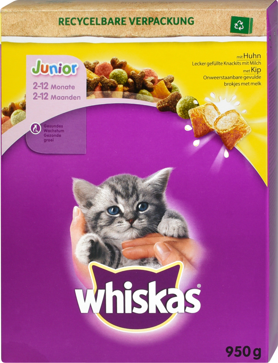 mit Katzenfutter Huhn, Junior Whiskas 950 g