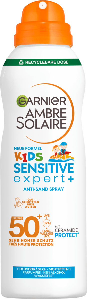 Garnier Ambre Solaire Ambre Kids LSF Anti Sensitive+ 50+, Sand ml Spray, 150