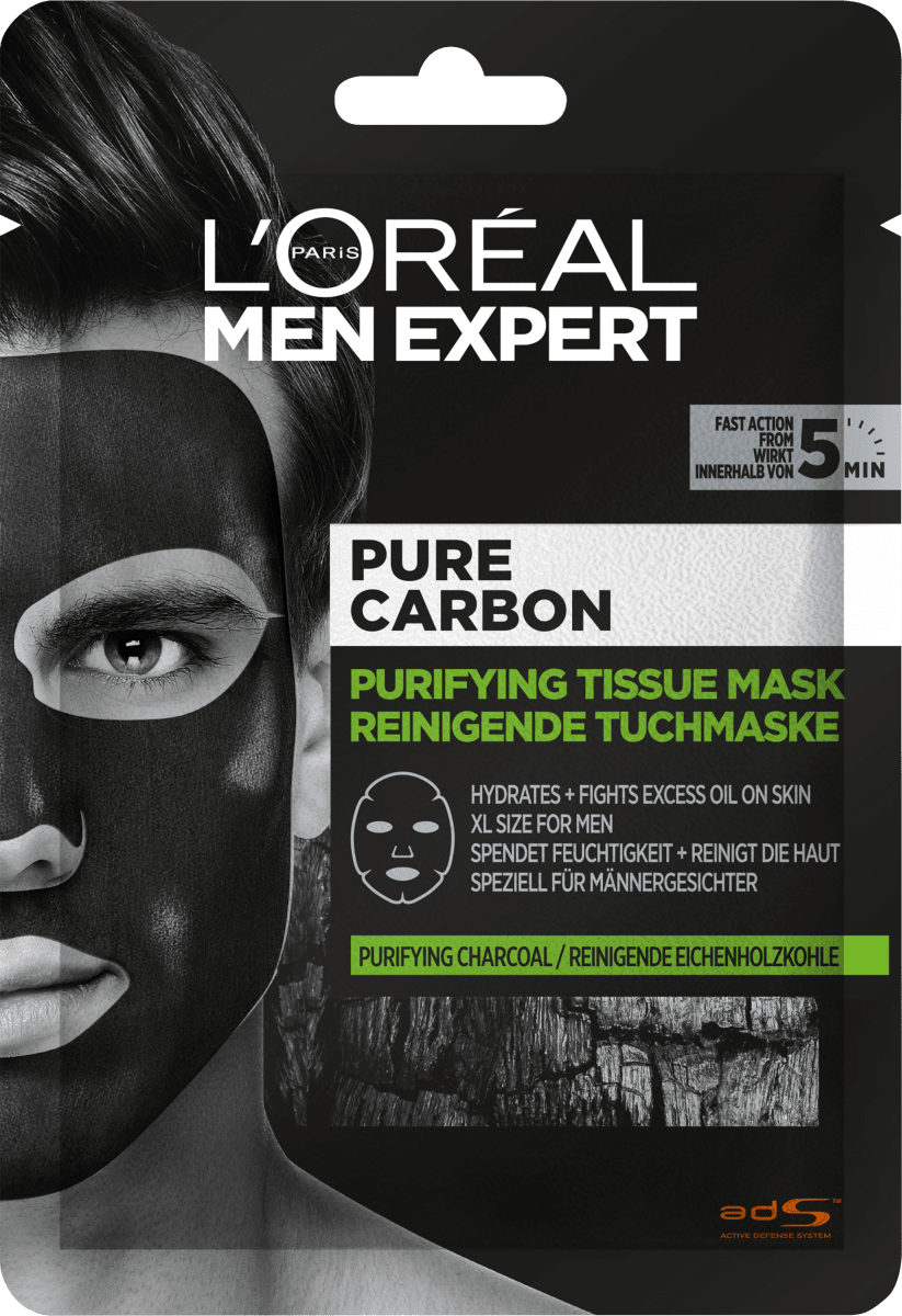 L'ORÉAL PARIS MEN EXPERT Pure Carbon reinigende Tuchmaske, 30 g