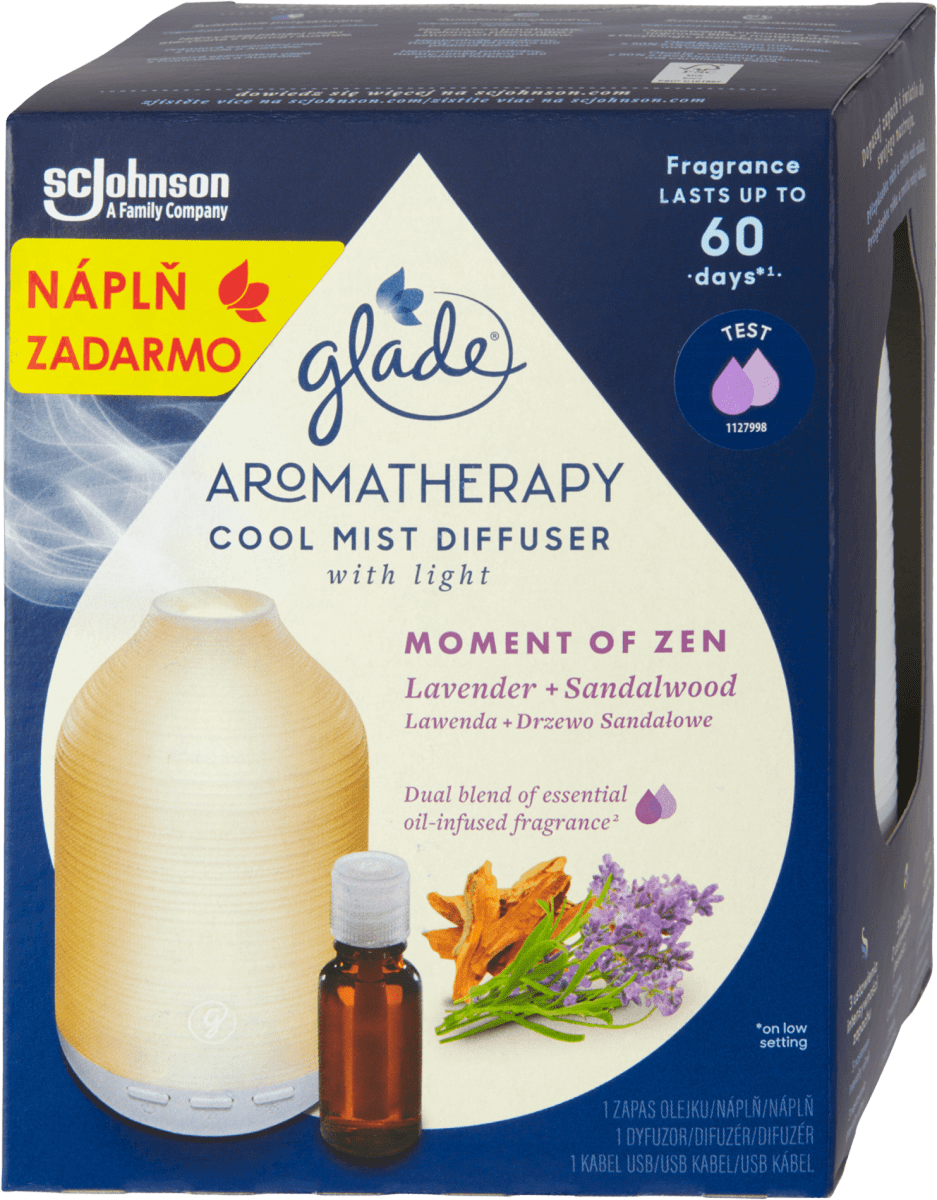 glade Aróma difuzér Aromatherapy Cool Mist Moment of Zen, 17,4 ml