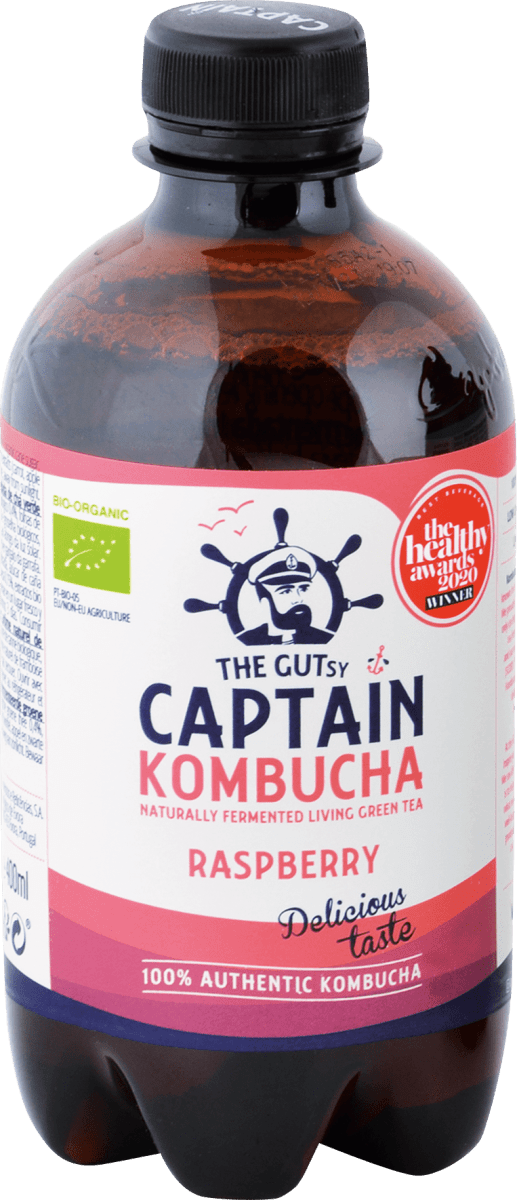 Captain Kombucha Bio jemne perlivý fermentovaný nápoj zo zeleného čaju  Raspberry, 400 ml trvalo výhodne nakupovať online