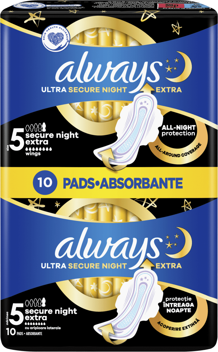 always Дамски превръзки Ultra Secure Night Extra, 10 бр. Пазарувайте ...