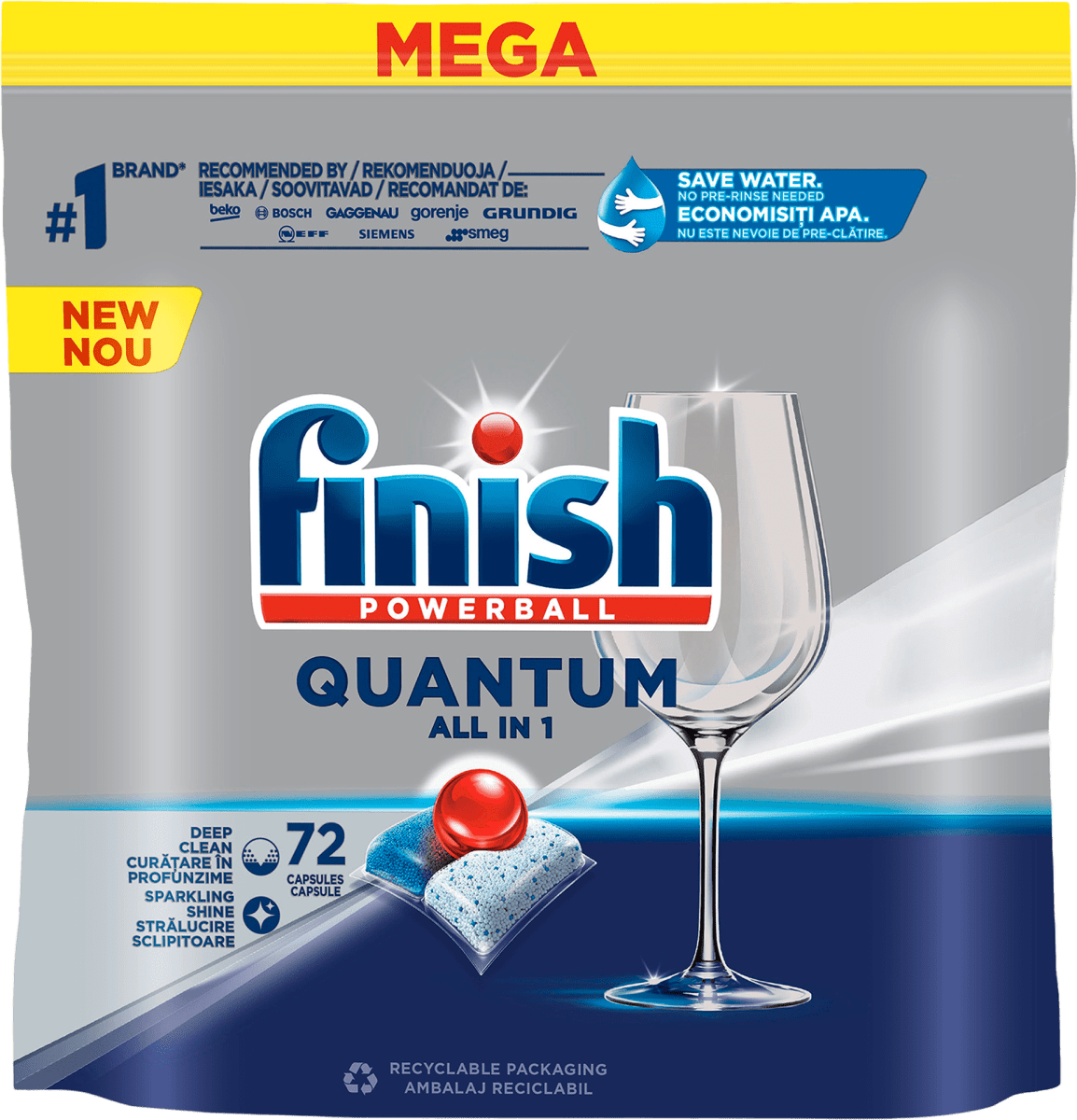 Finish Quantum max Таблетки за съдомиялна машина, 72 бр. Пазарувайте