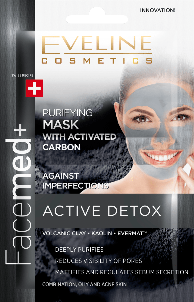 EVELINE COSMETICS Маска за лице Facemed+ с активен въглен, 2 бр. | dm ...