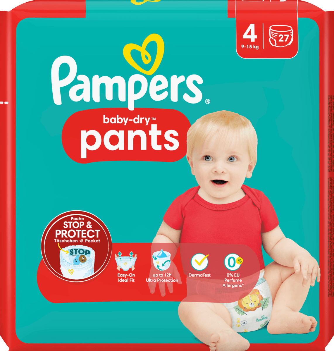 Pampers Baby-Dry Pants, talla 4 Maxi 9-15 kg, Maxi Pack (1 x 90