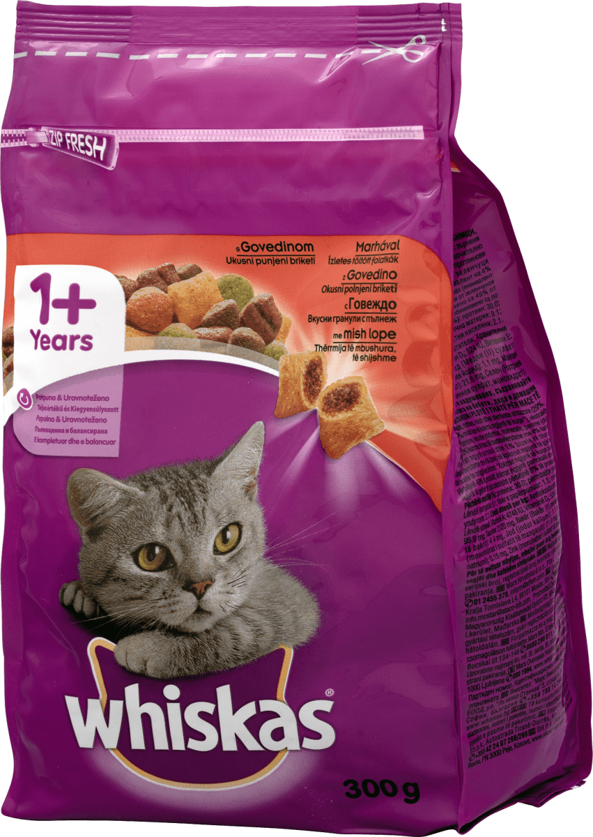 Whiskas Suha hrana za odrasle mačke govedina i mrkva, 300 g trajno
