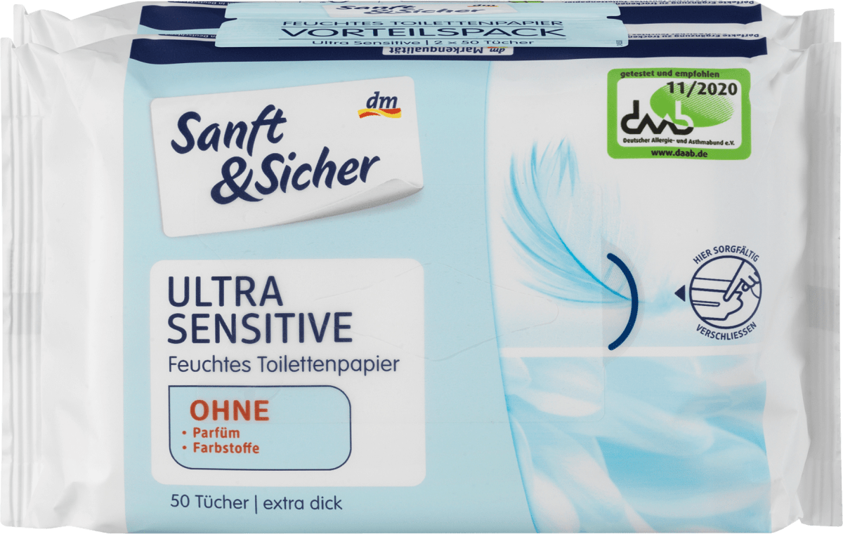 Sanft&Sicher Feuchtes Toilettenpapier Ultra Sensitiv Doppelpack