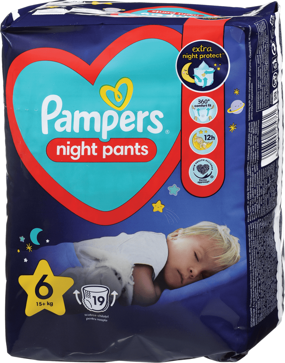 Pampers Гащички Night Pants 6 (15+ кг), 19 бр. Пазарувайте трайно