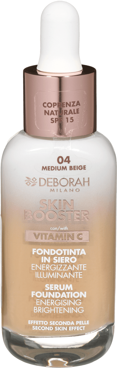 Deborah Milano Skin Booster MAT Foundation – Serum Foundation, LSF 15, Nr.4 Warm, 30 Ml, Mit Vitamin C