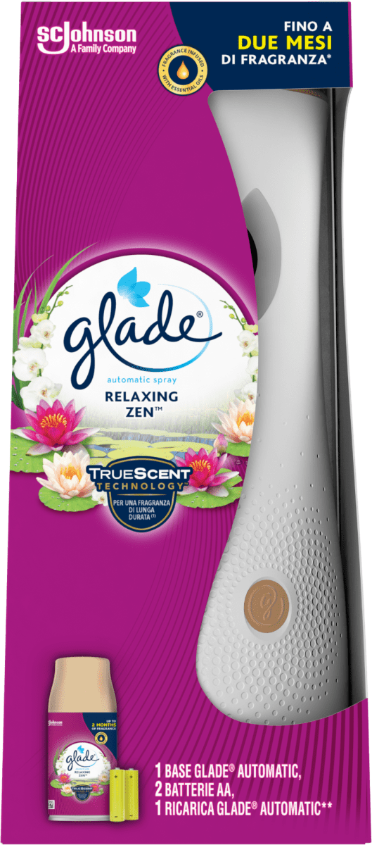 Glade Automatic Spray Base con Ricarica, Profumatore per ambienti,  Fragranza Calm Lavender 269 ml ->