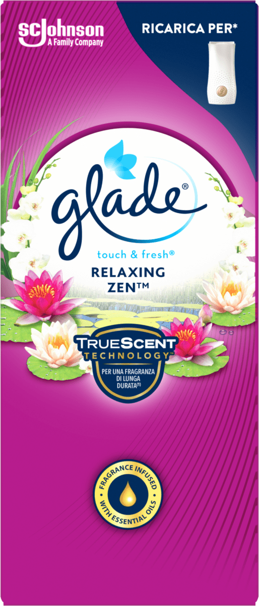 Glade Touch&Fresh Ricarica, Profumatore per Ambienti, Fragranza Relaxing  Zen 10ml