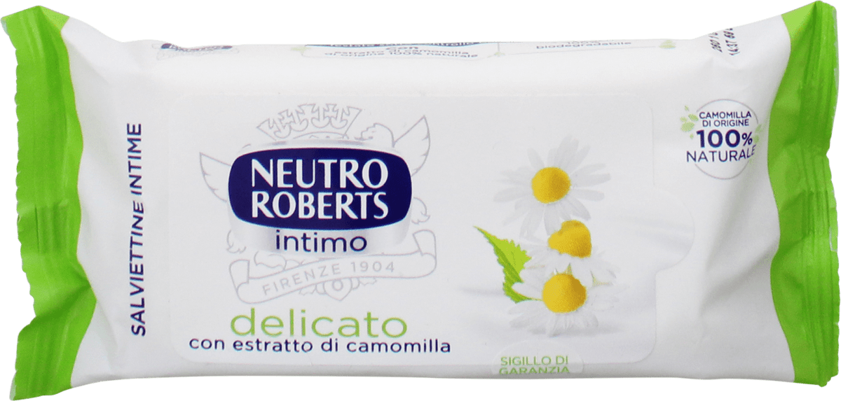 NEUTRO ROBERTS Salviettine intime delicate con estratto di camomilla, 12 pz  Acquisti online sempre convenienti