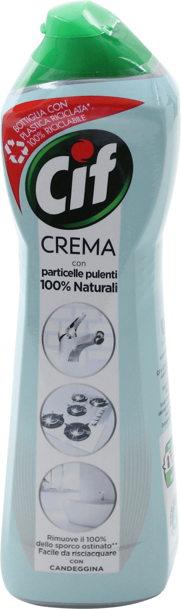 Cif Crema con candeggina con particelle pulenti 100% Naturali, 500 ml  Acquisti online sempre convenienti