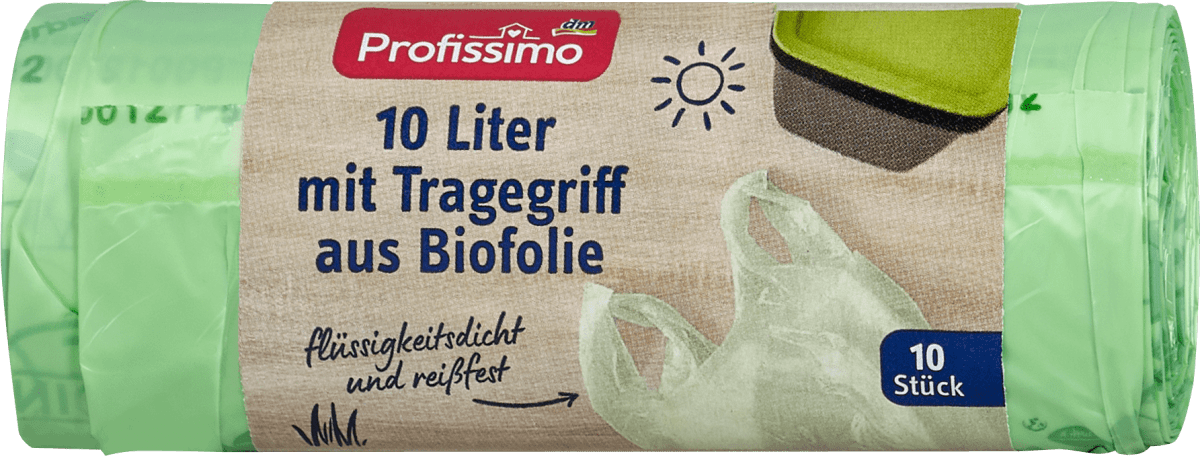 Profissimo Sacchetti spazzatura da 10 l con manici biodegradabili