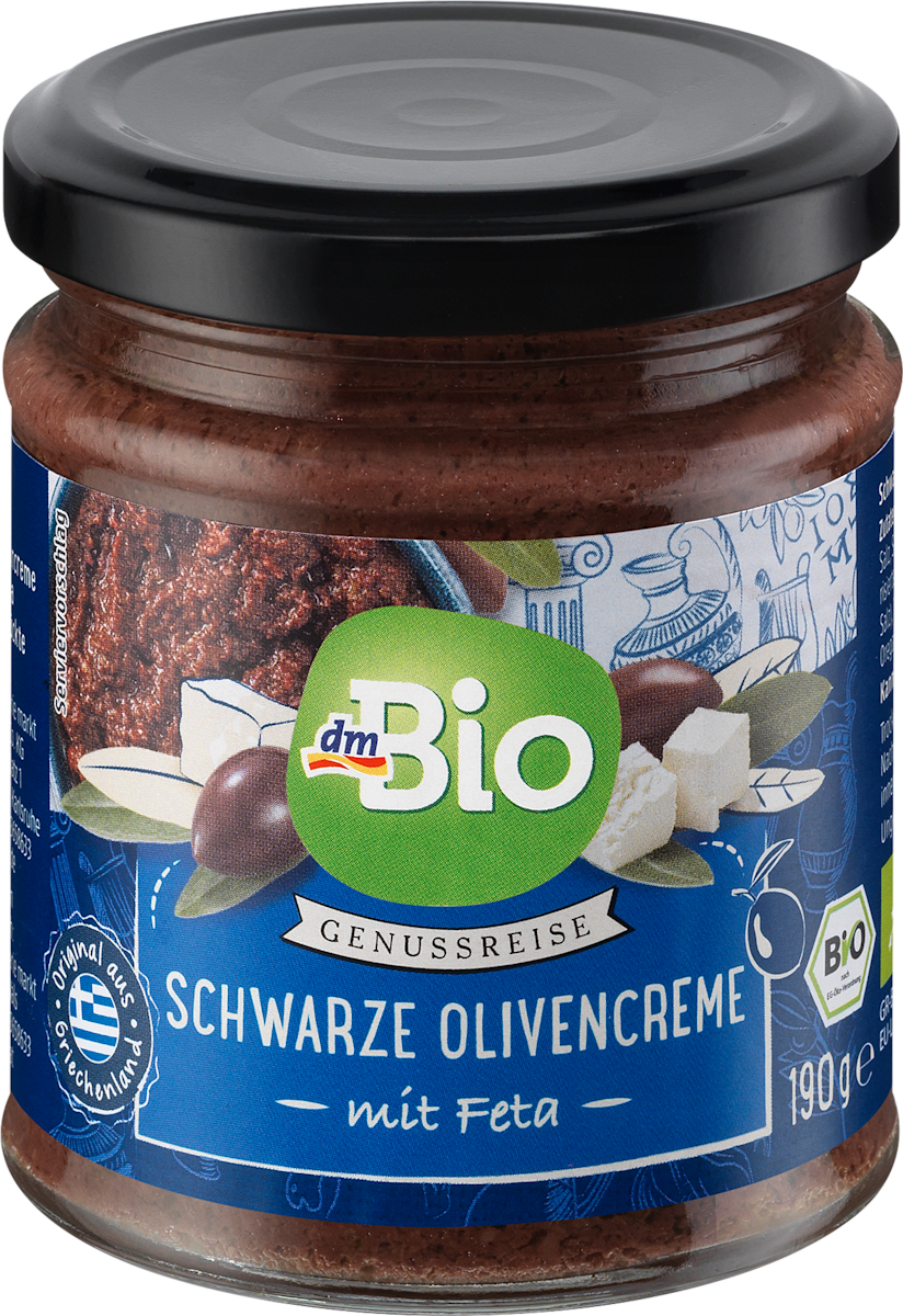 dmBio Brotaufstrich, Schwarze Olivencreme mit Feta, 190 g dauerhaft ...