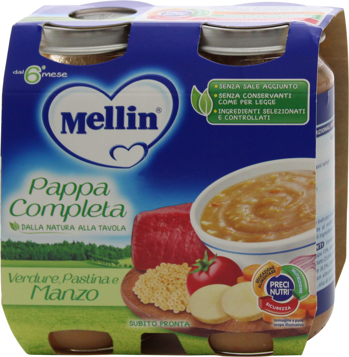 Mellin Pappa completa con verdure, pastina e manzo, 500 g Acquisti online  sempre convenienti