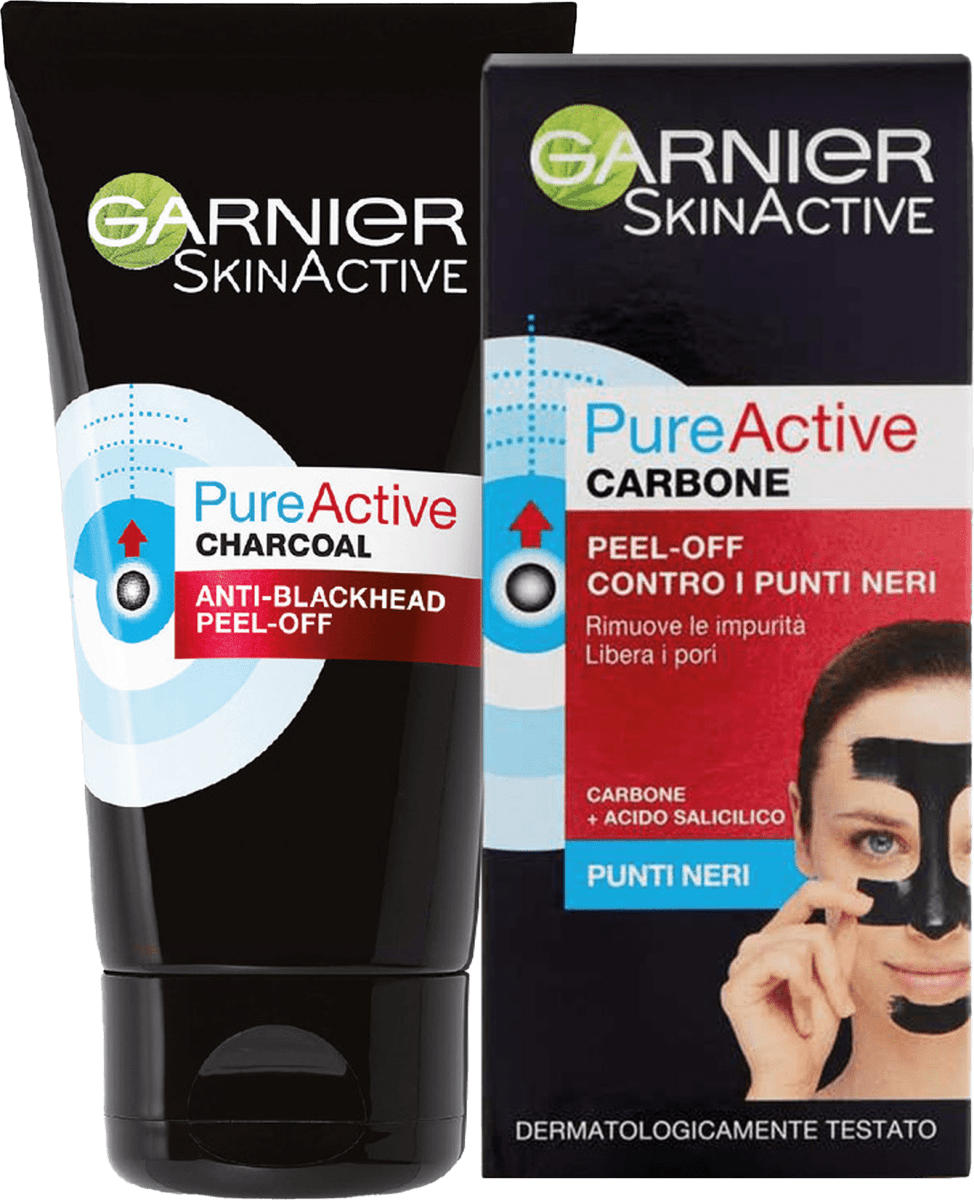 GARNIER SKIN ACTIVE Maschera Peel-Off al carbone contro punti neri Pure  Active, 4 pz Acquisti online sempre convenienti