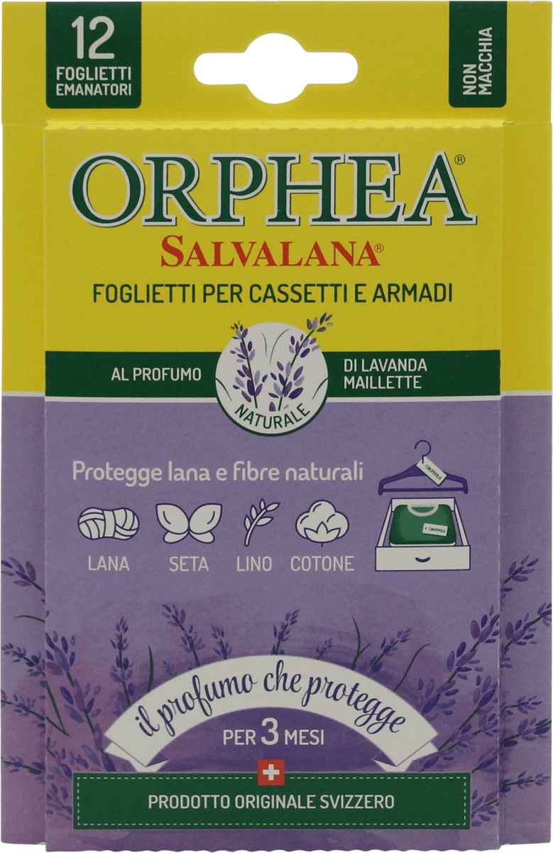 ORPHEA Salvalana - Foglietti per cassetti e armadi al profumo di lavanda  Maillette, 12 pz Acquisti online sempre convenienti