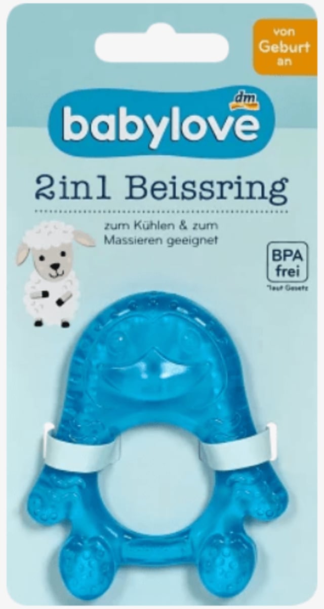 HEVEA Kawan Set 2 Anelli Massaggiagengive In Gomma Naturale - Per Bambini, Colori Sabbia E Blu Mare