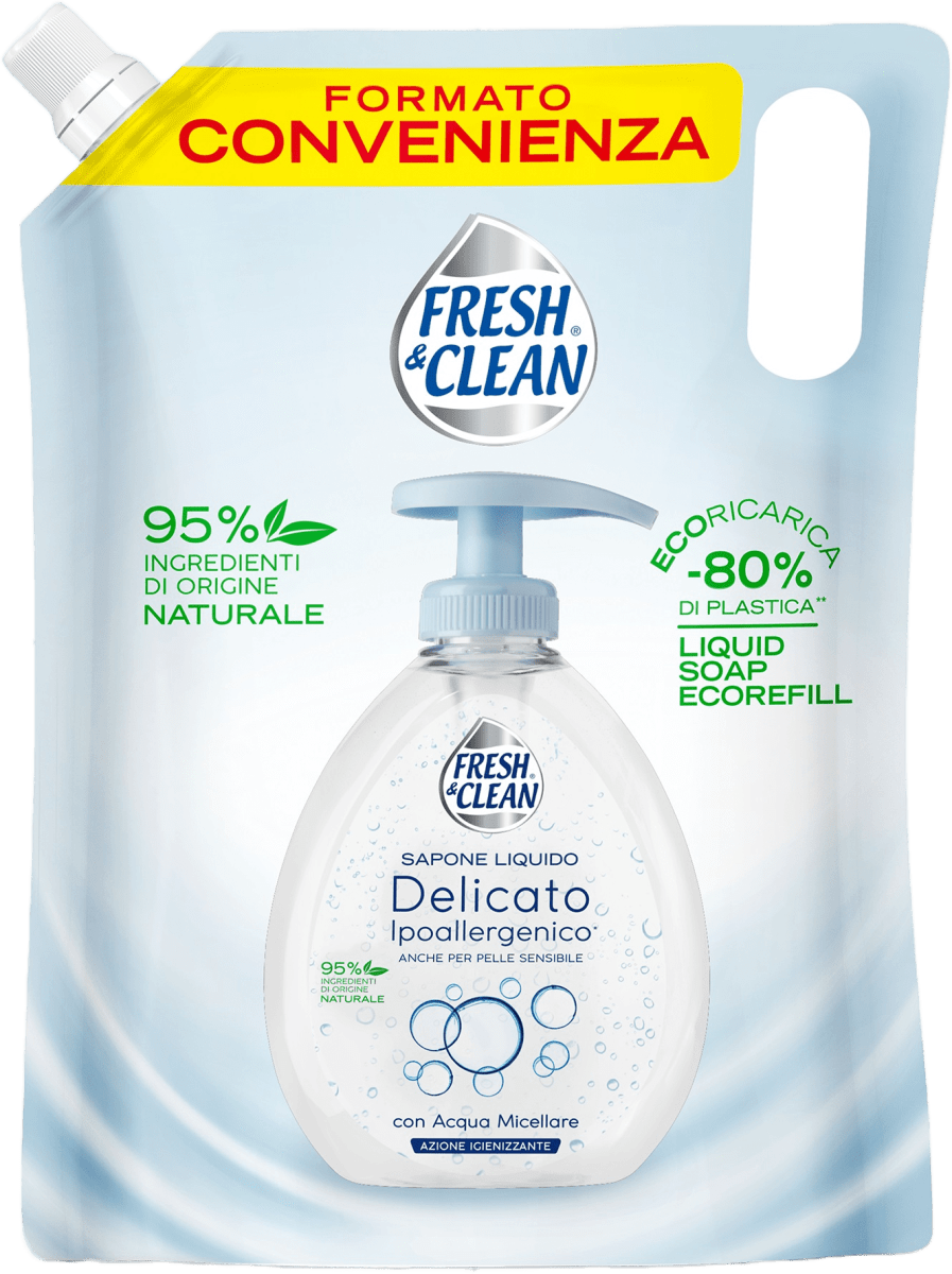 Ecoricarica sapone liquido mani e viso FRESH & CLEAN nutriente idratante  olio di argan e avena 1,2l - Spesaldo la spesa online su Roma e Lazio